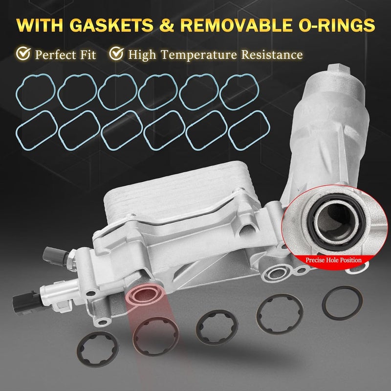 AUTOBABA 926-959 Upgraded Full Aluminum Engine Oil Filter Housing with Oil Cooler Sensors and Gaskets Compatible with Dodge Charger Challenger Journey, Wrangler, Ram ProMaster 3.6L V6, Chrysler 200 300 - Image 4